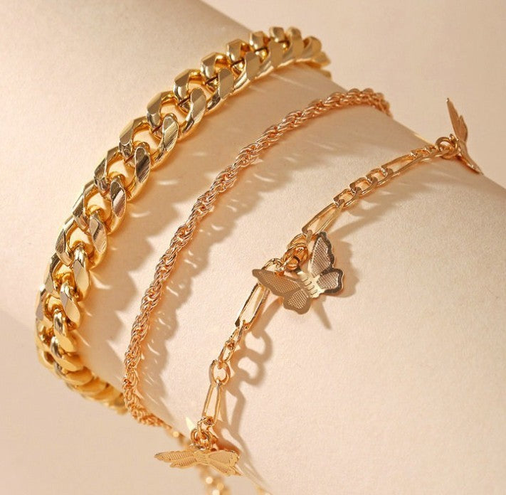 Fashion Personality Butterfly Simple Twin Style Anklet For Women