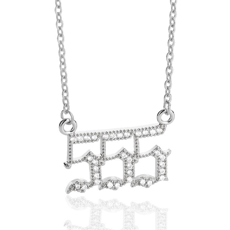 Zircon Necklace Men And Women Couples Old English