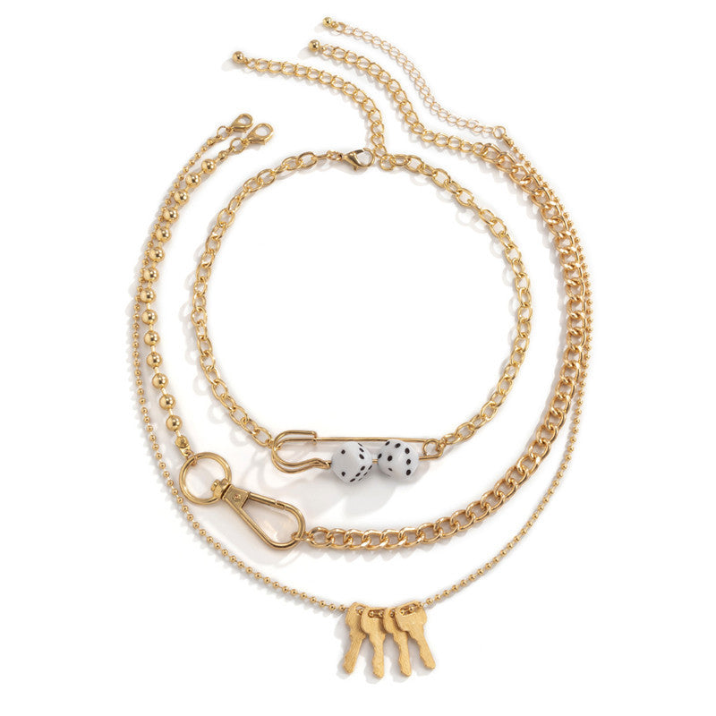 Hip-hop Punk Style Metal Pin Key Necklace Women