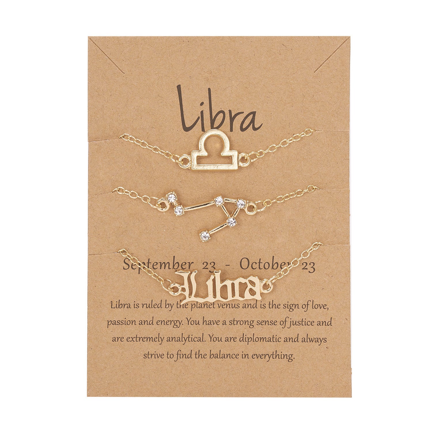 Symbol Star Old English Astrology Bracelet Set Of 3