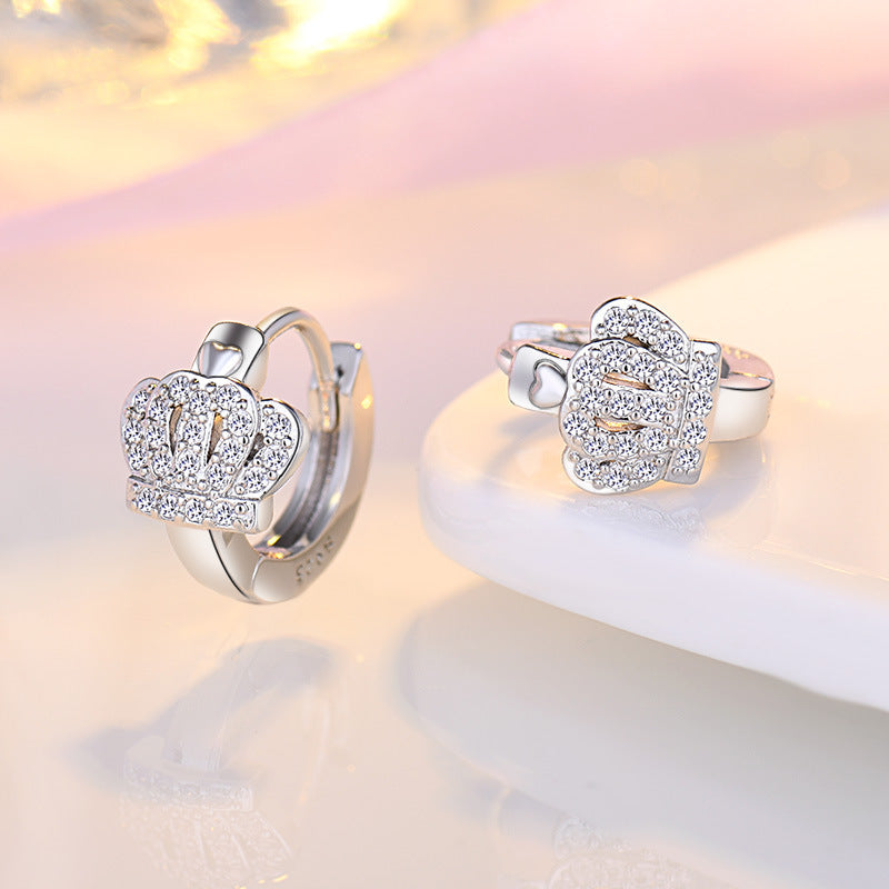 Japanese Style Artistic Diamond Crown Ear Clip Women