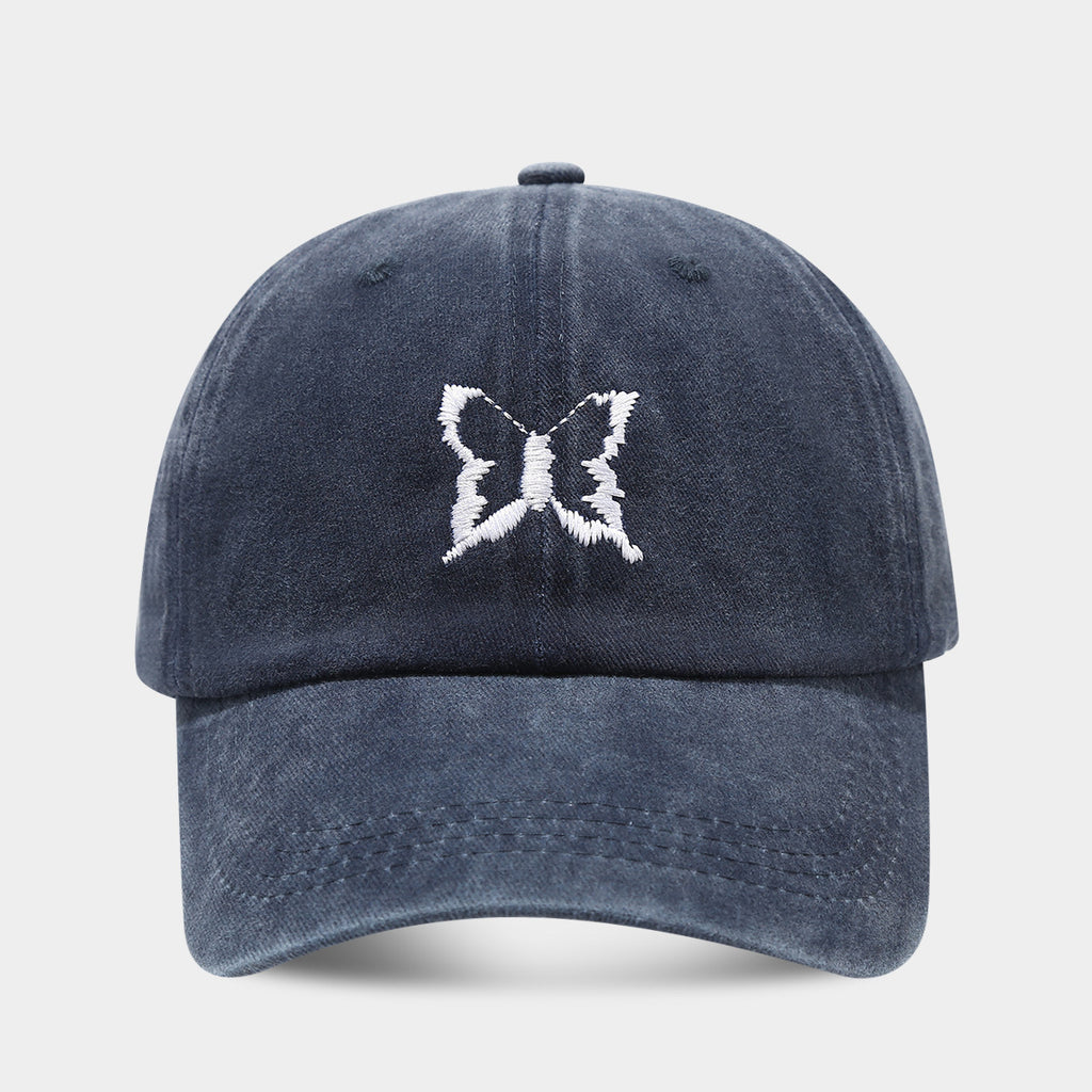 Soft Top Casual Peaked Cap Butterfly Embroidered Sun Hat