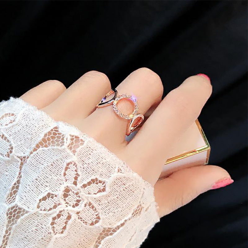 Dignified Hollow Circle Simple Cold Style Ring For Women