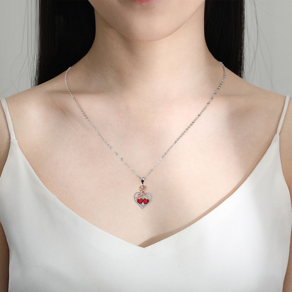 European And American Style Jewelry Rose Red Heart Fashion Elegant Necklace For Women