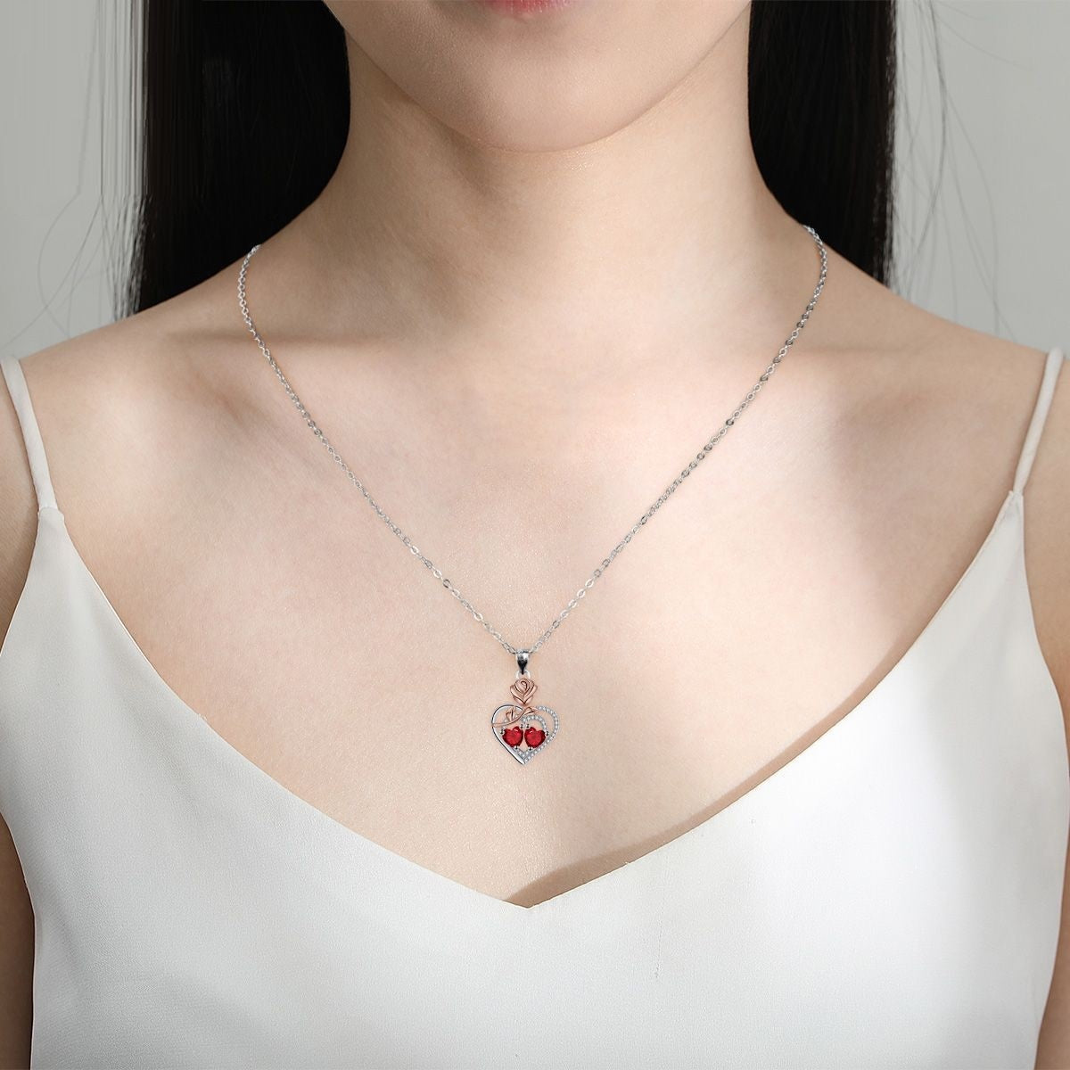 European And American Style Jewelry Rose Red Heart Fashion Elegant Necklace For Women