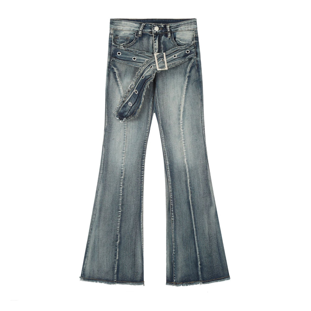 Jeans Women's Frayed Flared Pants Stretch Pants