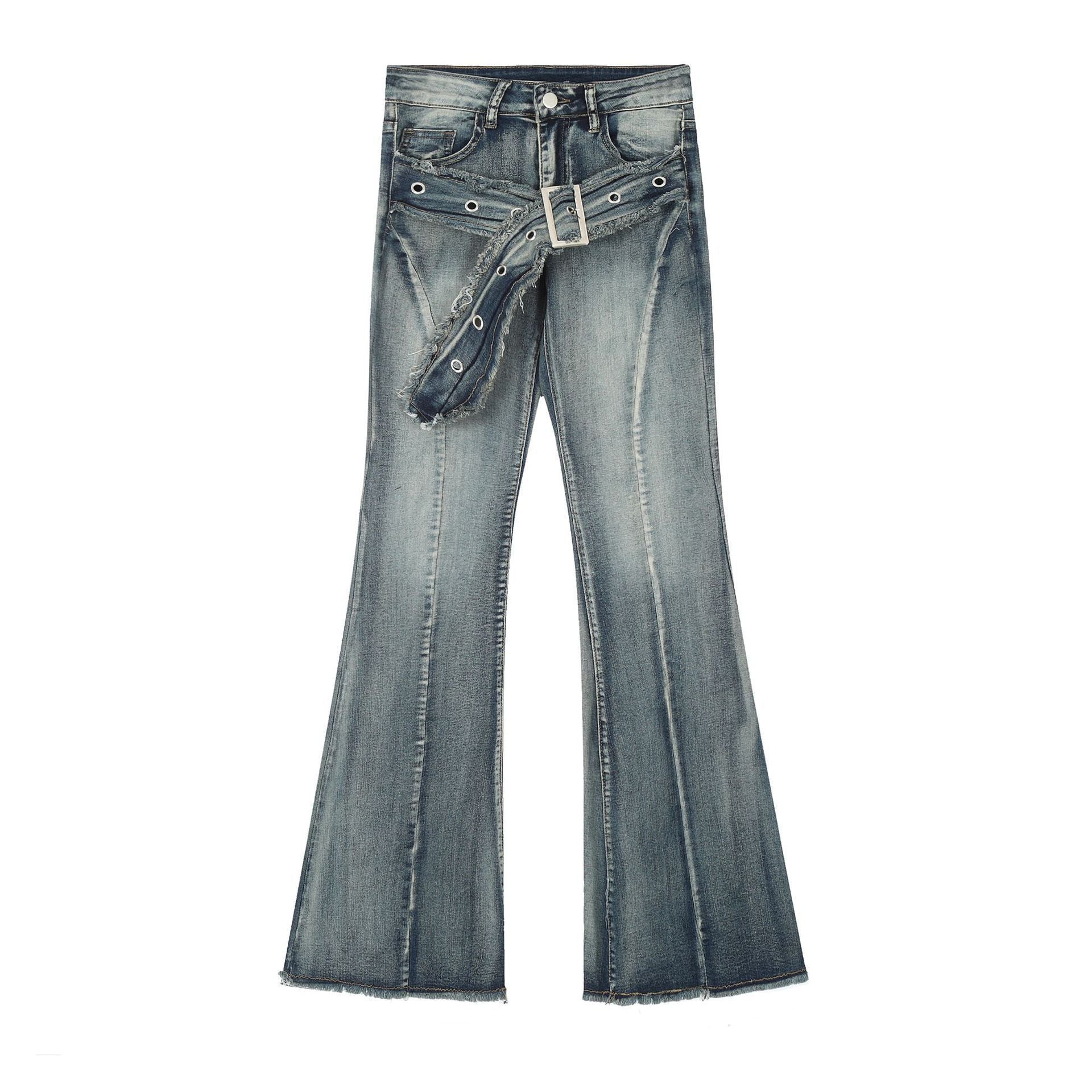 Jeans Women's Frayed Flared Pants Stretch Pants