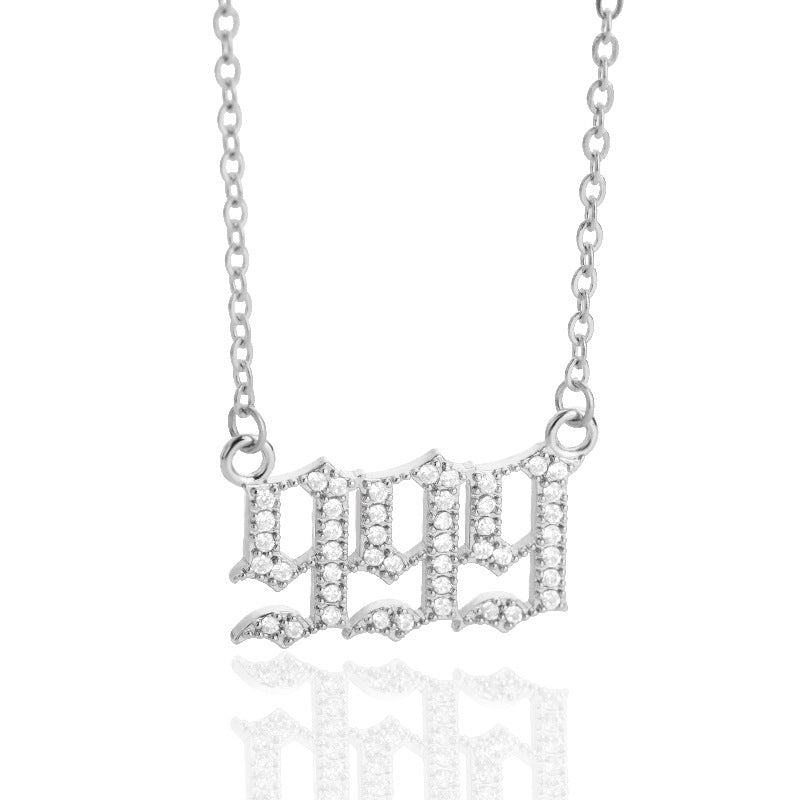 Zircon Necklace Men And Women Couples Old English