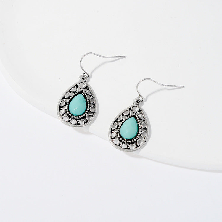 Retro Old Triangle Water Drop Holiday Travel Photo Earrings