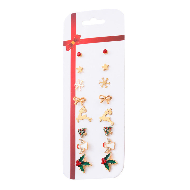 Christmas Earring Set Christmas Snowflake Old Man Bell Ornament