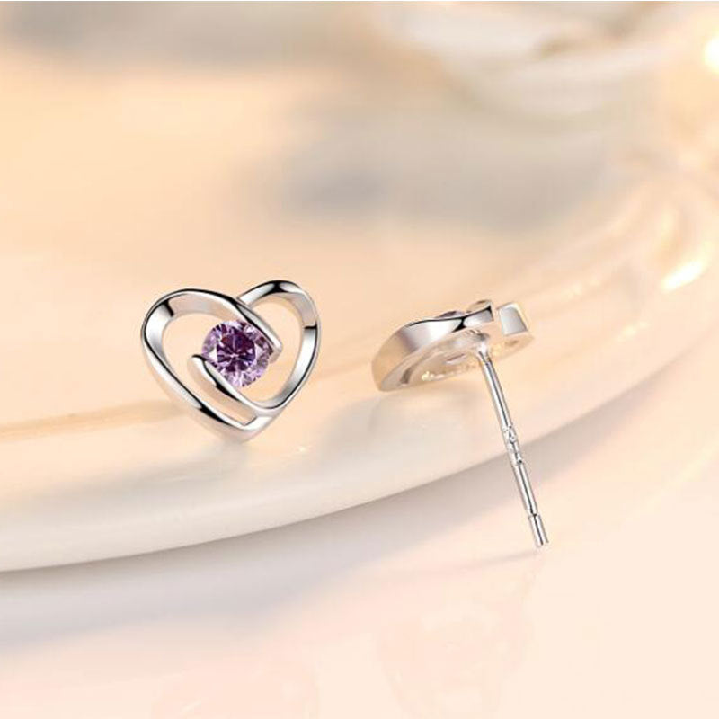 Simple Ear Jewelry Silver-plated Female Earrings Fashion Korean Style Heart-to-heart Earrings Women
