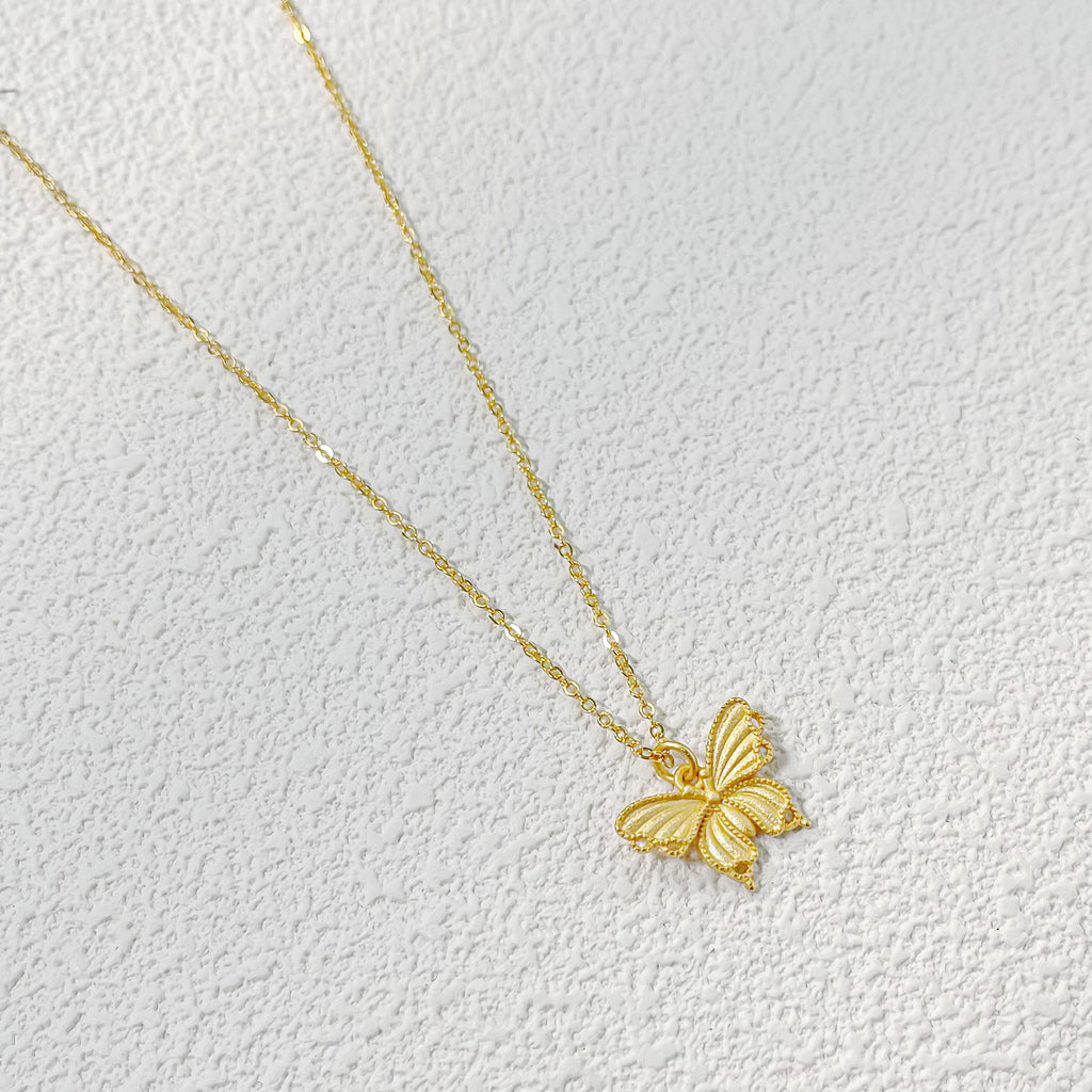 New Chinese Style Palace Style Filigree Butterfly Women's Necklace Ancient Style Alluvial Gold