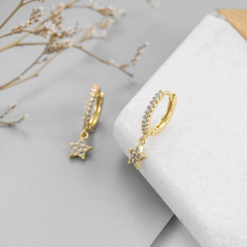 Sterling Silver Earrings For Women Korean Style XINGX Earrings Sweet Cute With Diamonds