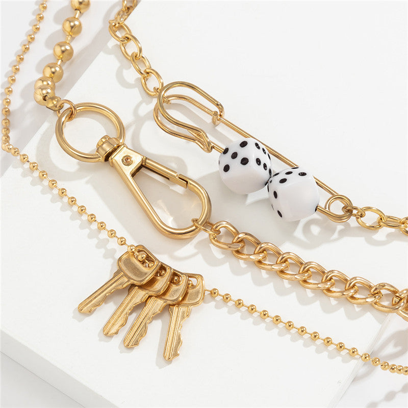 Hip-hop Punk Style Metal Pin Key Necklace Women