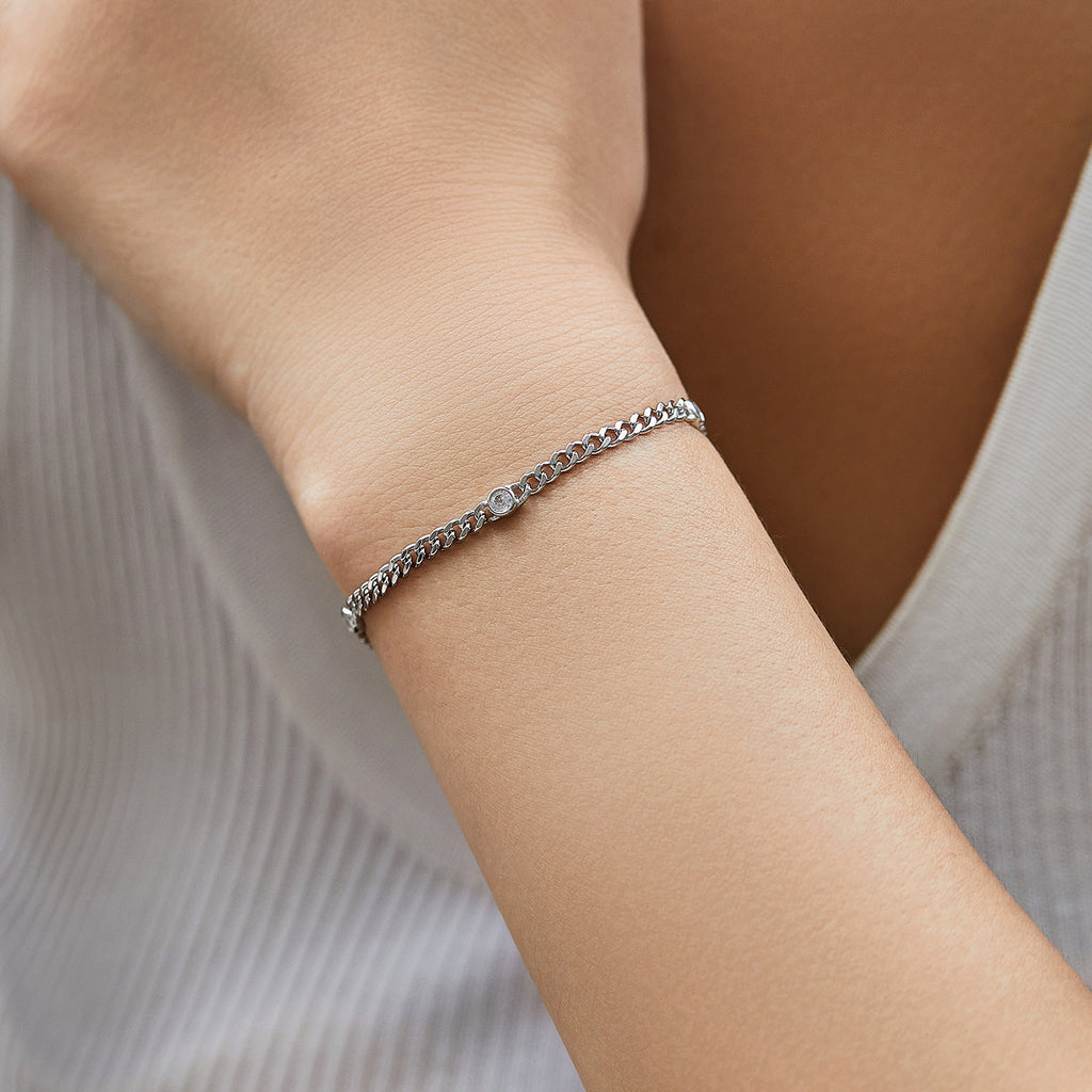 S925 Sterling Silver Japanese Style Personalized Punk Fashion Shining Diamond Bracelet Accessories For Women