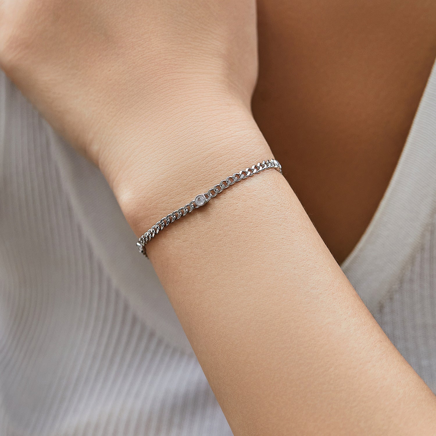 S925 Sterling Silver Japanese Style Personalized Punk Fashion Shining Diamond Bracelet Accessories For Women