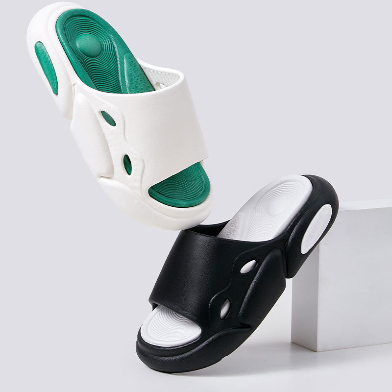 Women's Two-color Slippers For Couple Thick-soled Indoor Floor House Shoes Summer Outdoor Leisure Beach Shoes Women Men