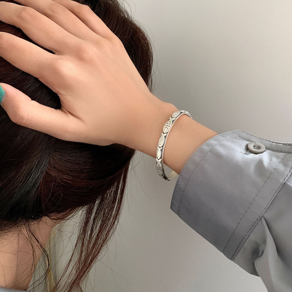 Sterling Silver Niche Design Cold Wind Made Old Student Bracelet