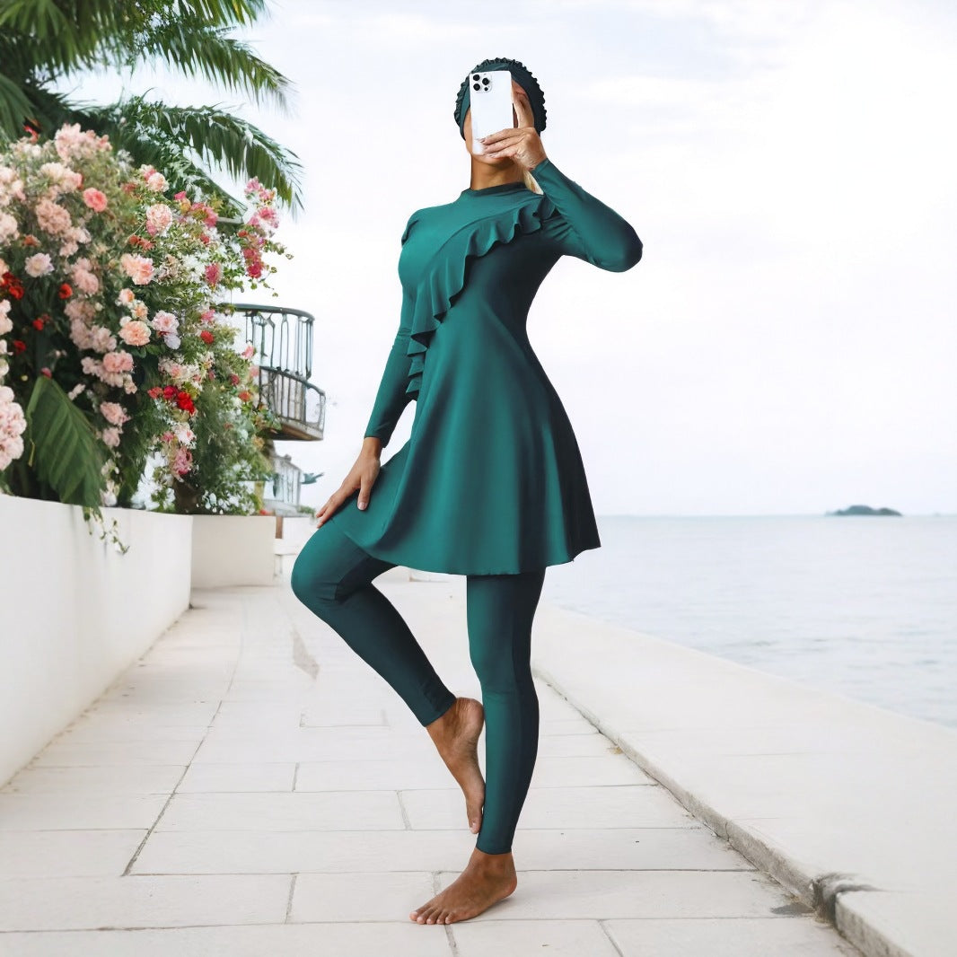 Muslim Swimsuit Long Sleeve Swimming Dress Long Swimming Trunks Two-piece Set