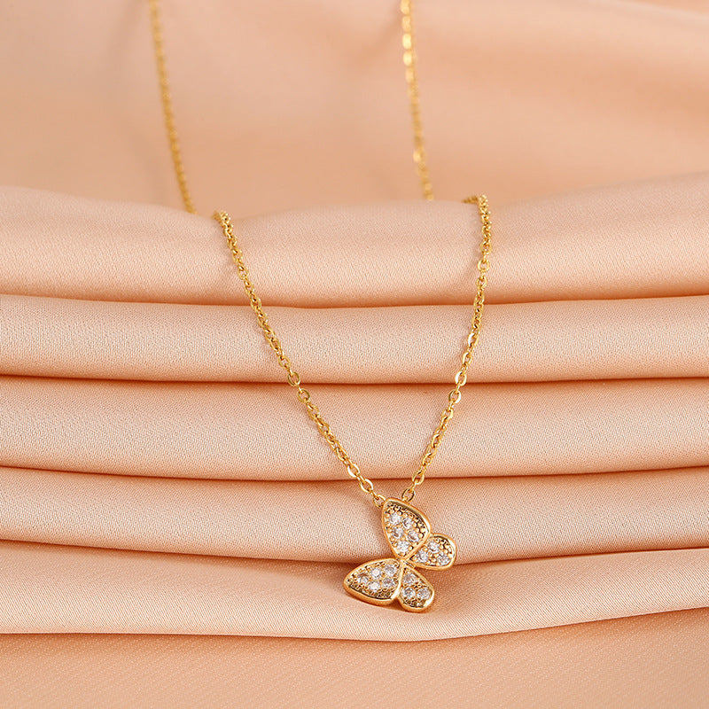 Ins Style All-match Butterfly Clavicle Titanium Steel Necklace Women