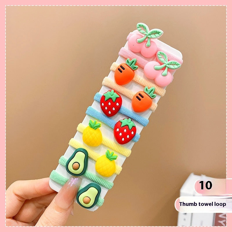 Rubber Band Female Hair-binding Children's Cartoon Hair Band Cute Baby Hair Friendly String Hair Rope Headdress