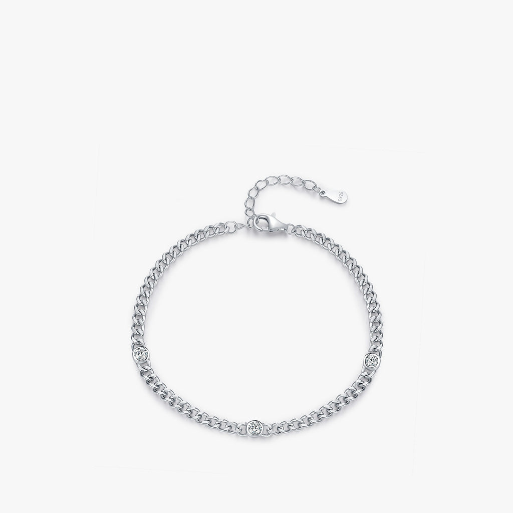 S925 Sterling Silver Japanese Style Personalized Punk Fashion Shining Diamond Bracelet Accessories For Women