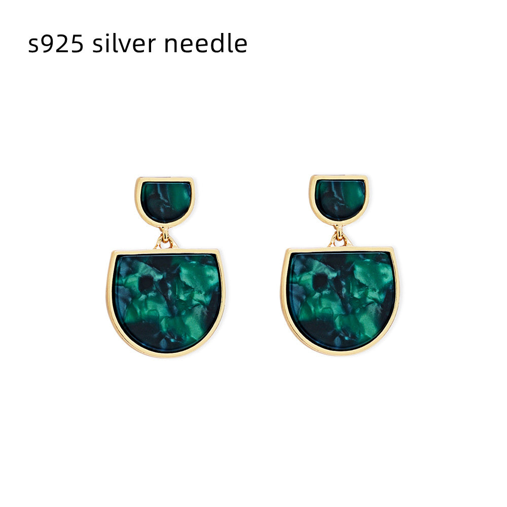 European And American Style Acetic Acid Earrings Round Face Thin Women