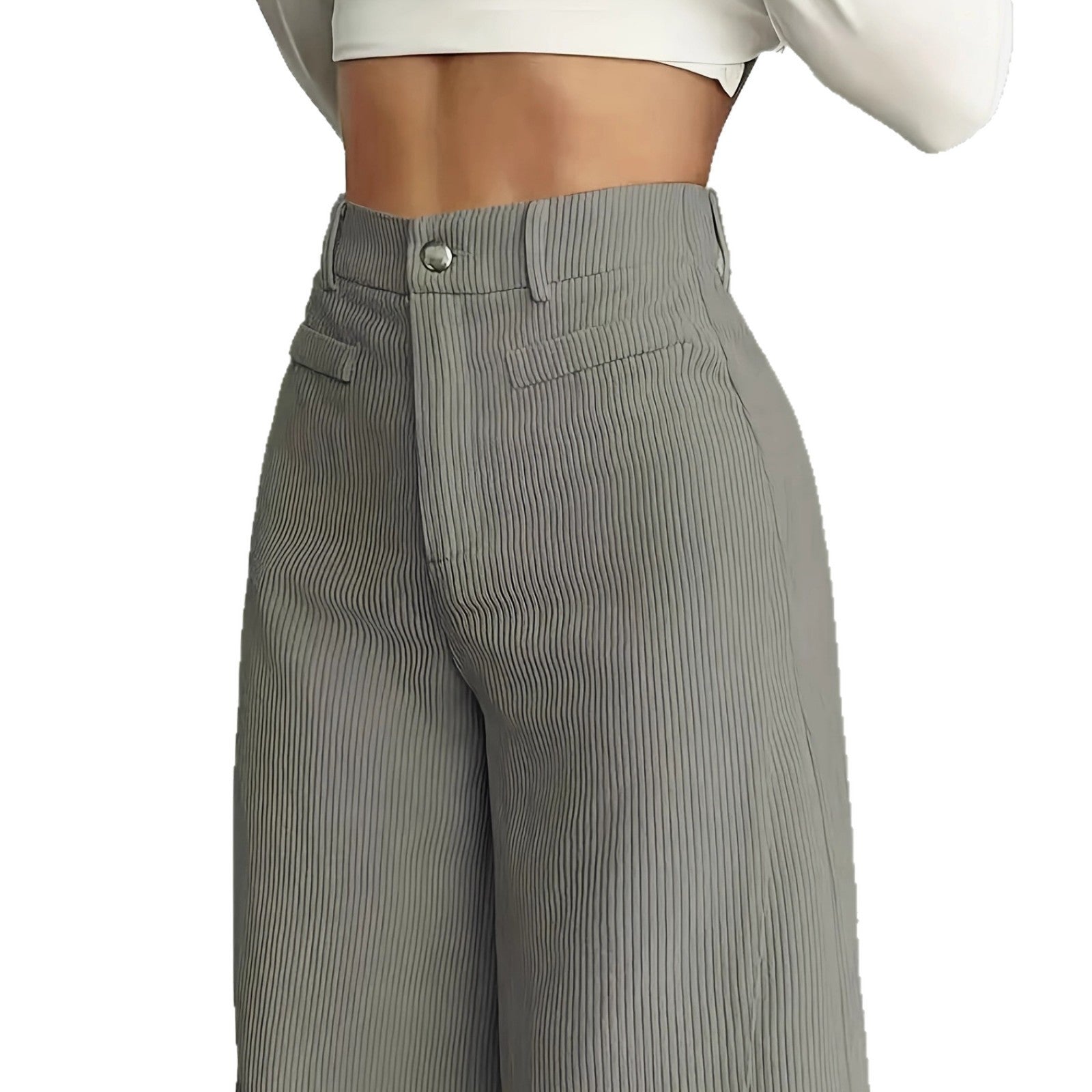 High Waist Wide Leg Pants With Vertical Stripes Straight Mopping Pants Commuter's All-matching