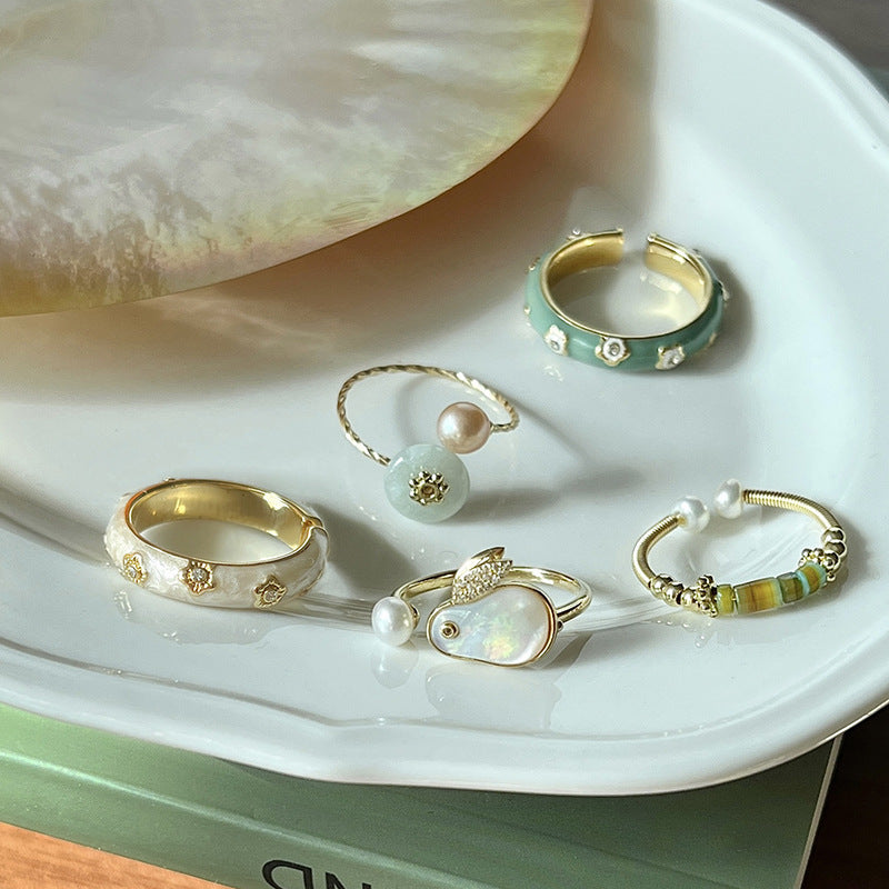 French Simplicity Style Cute Rabbit Pearl Ring For Women