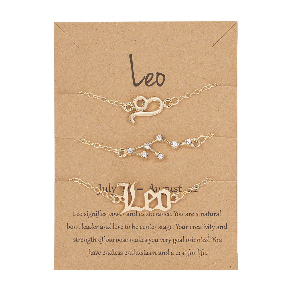 Symbol Star Old English Astrology Bracelet Set Of 3