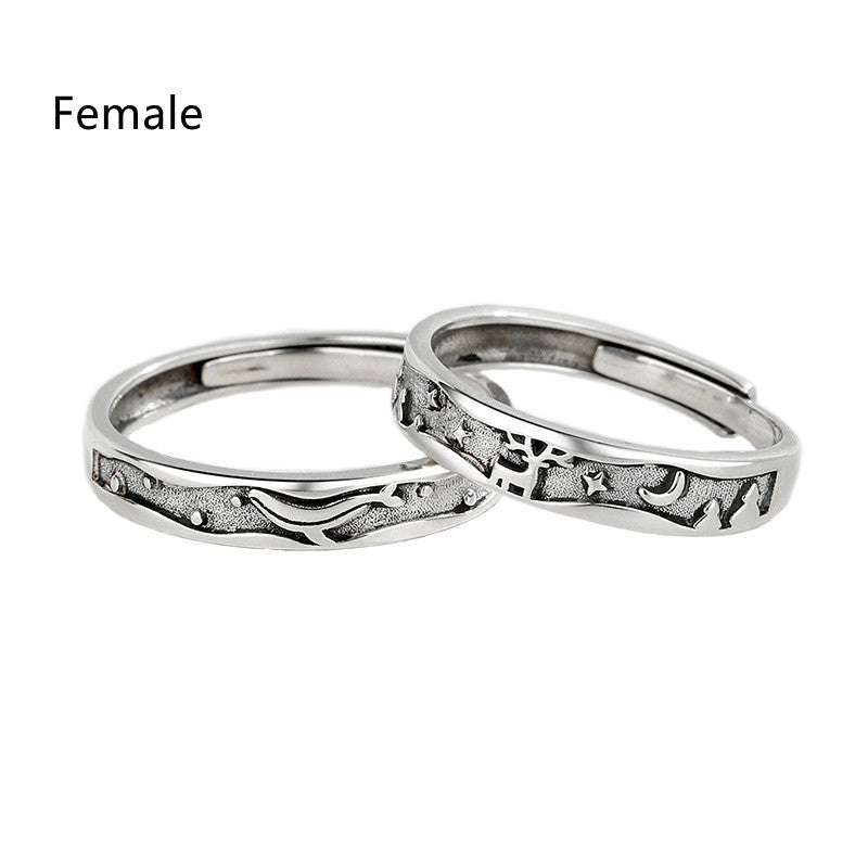 Couple Ring Vintage Old Thai Silver Men's And Women's Pair Ring