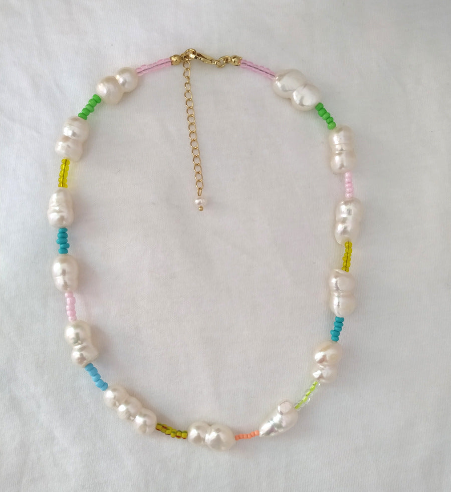 Rainbow Baroque Pearl Hyuna Style Choker Necklace Women