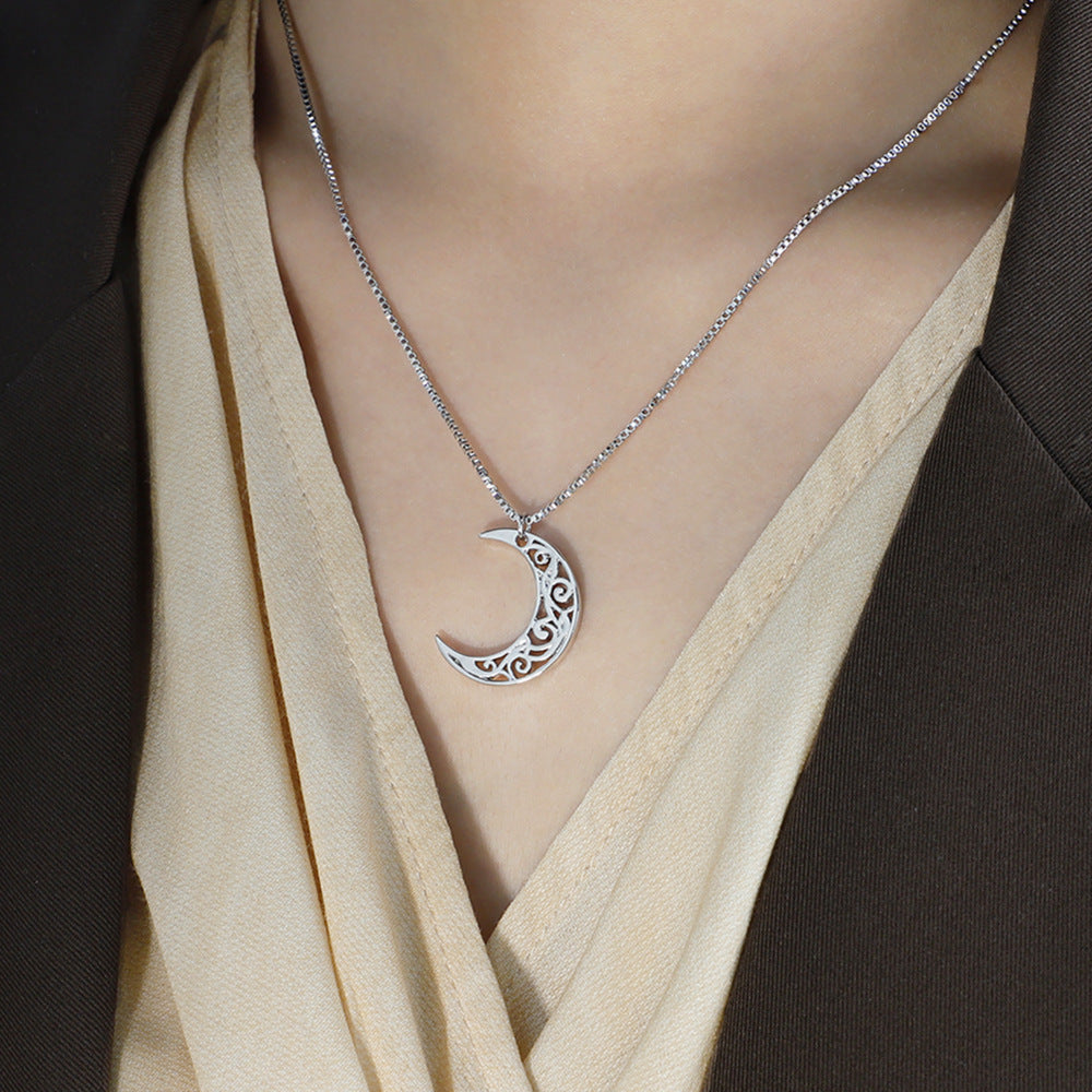 Korean Simple Style Moon Necklace Women Fashion Simple Clavicle Chain