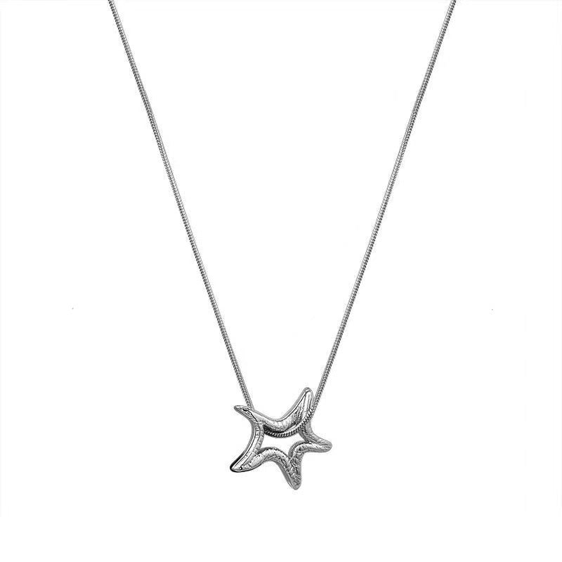 Silver Starfish Style High Sense Autumn And Winter New Necklace For Women