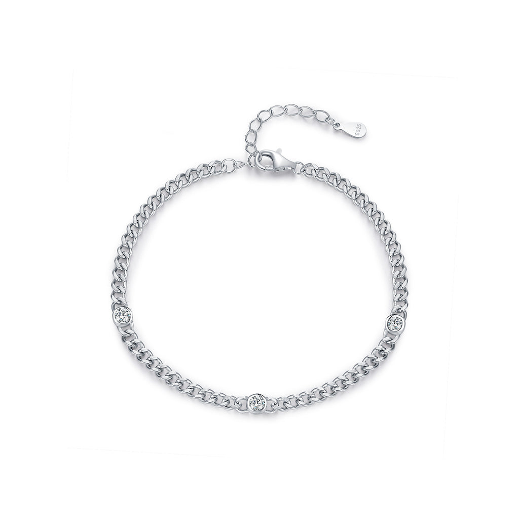 S925 Sterling Silver Japanese Style Personalized Punk Fashion Shining Diamond Bracelet Accessories For Women
