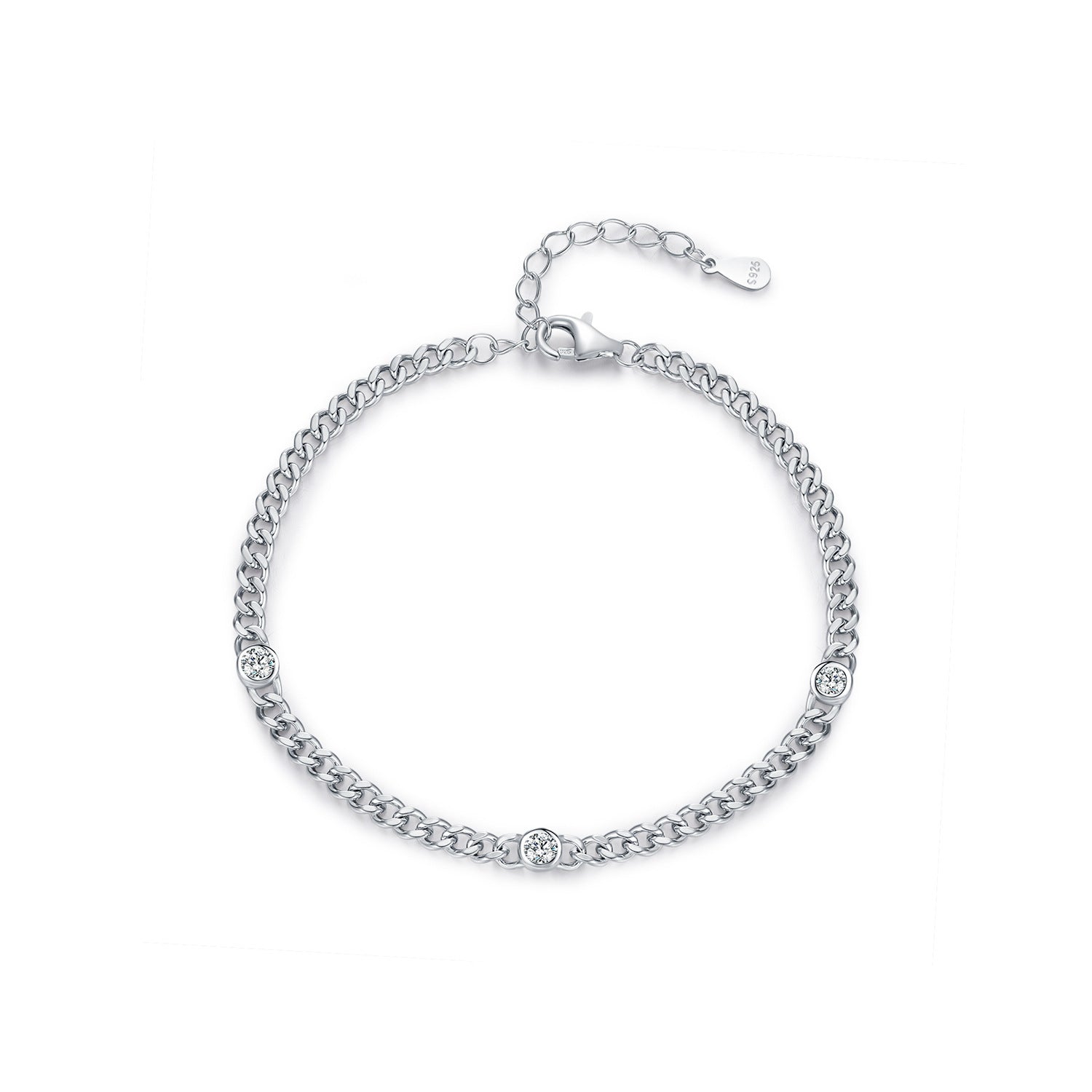 S925 Sterling Silver Japanese Style Personalized Punk Fashion Shining Diamond Bracelet Accessories For Women