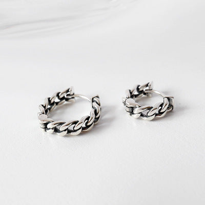 S925 Silver Vintage Old Twist Dumbbell Earrings