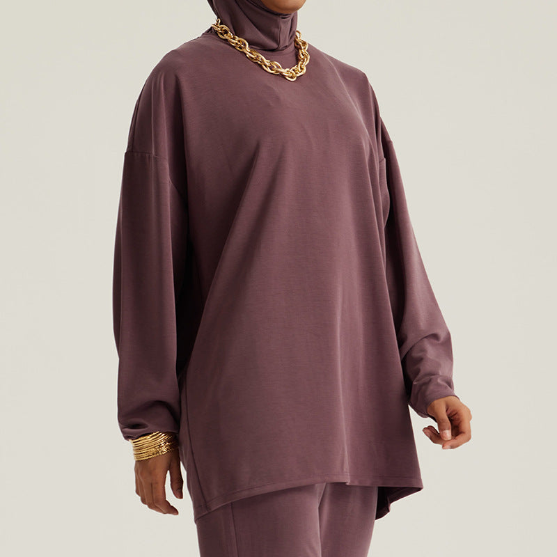 Middle Eastern Muslim Women's Loose Outerwear Long Sleeve Pants Suit