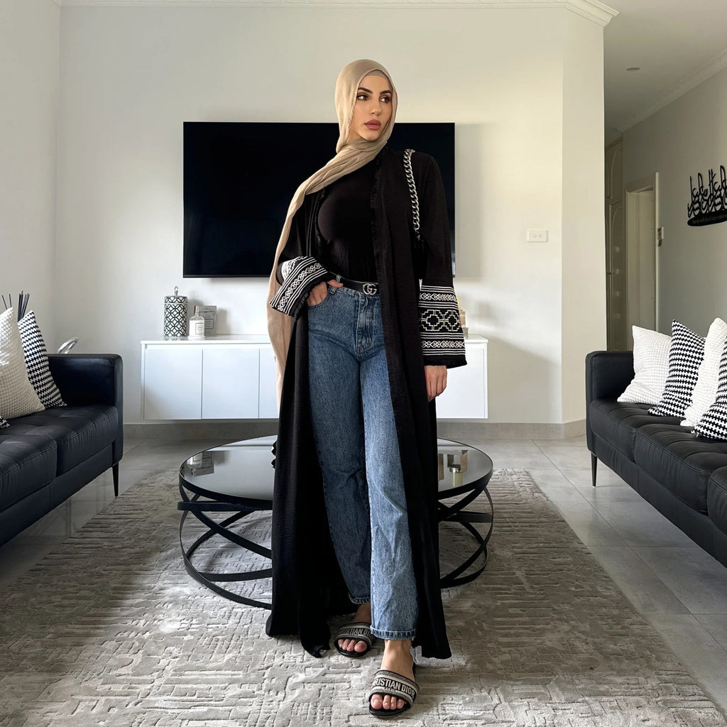 Fringe Cardigan Robe Muslim Dress