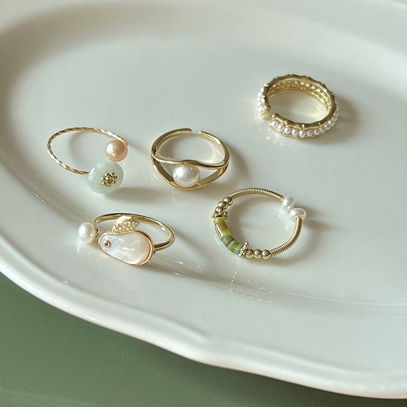 French Simplicity Style Cute Rabbit Pearl Ring For Women