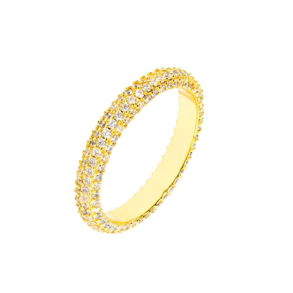 Ins Style Silver Jewelry Full Diamond Single Row Ring Women