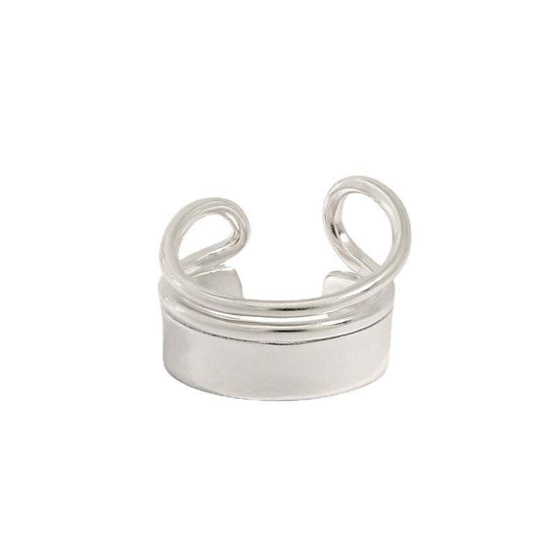 Cool Style Personalized Double Ring Hollow Sterling Silver Ring For Women