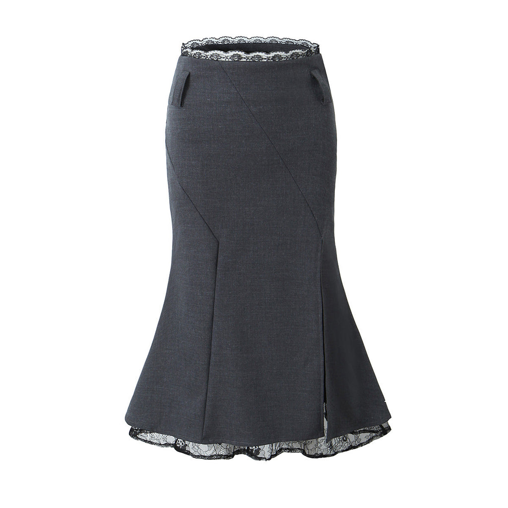 Lace Stitching Fishtail Elegant Slimming Sheath Skirt